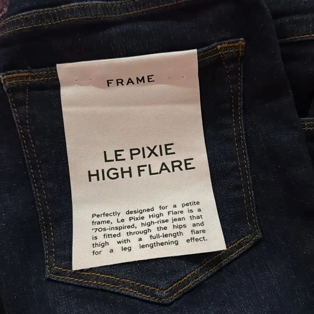 NWT FRAME Le Pixie High Flare in Indigo dark wash - Picture 10 of 14